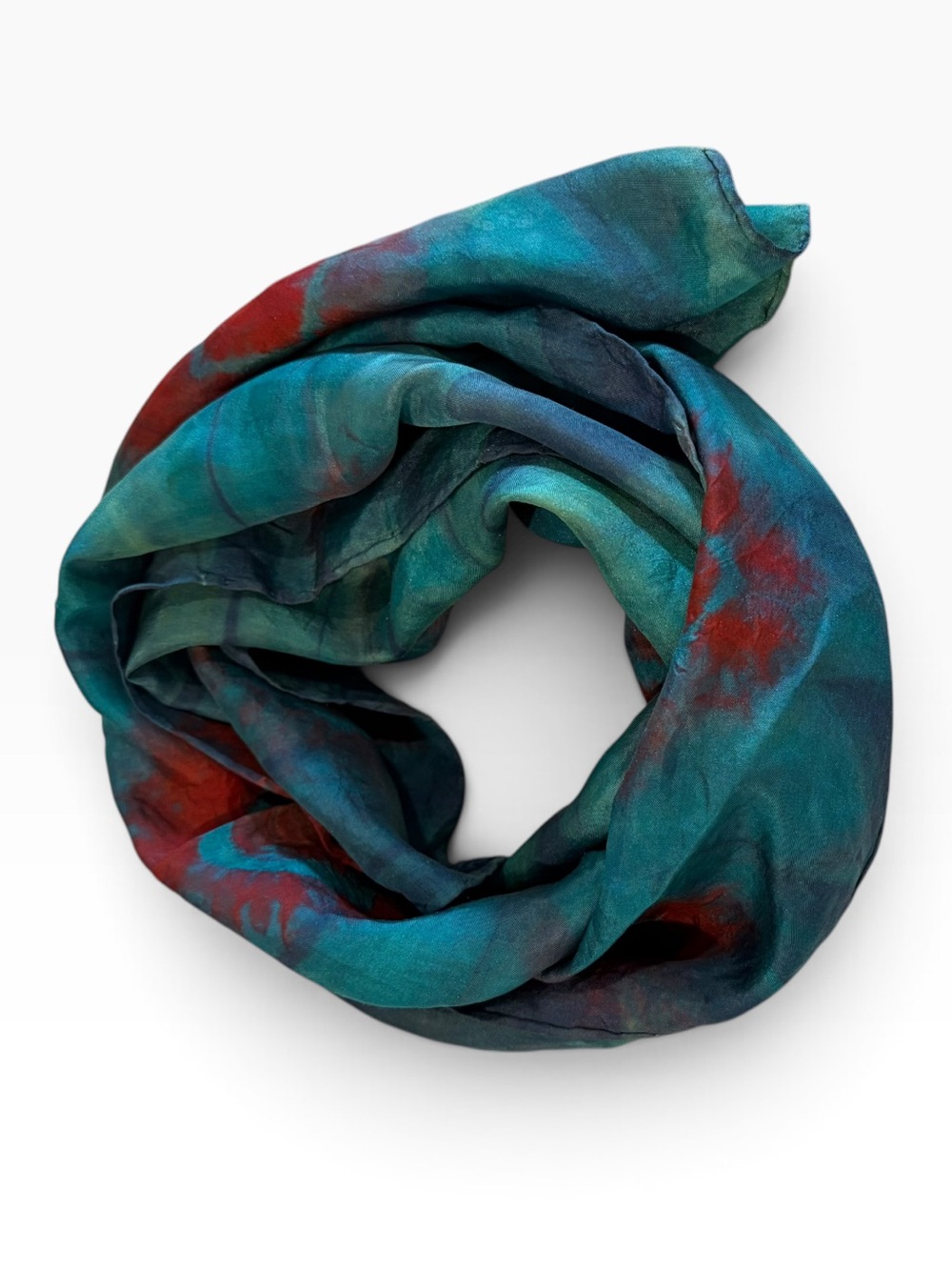 NWOT Teal & Red Batik 8.5β x 53β Scarf